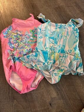 Lilly Pulitzer Girls One-Piece Swimsuits - Pink & Aqua Floral